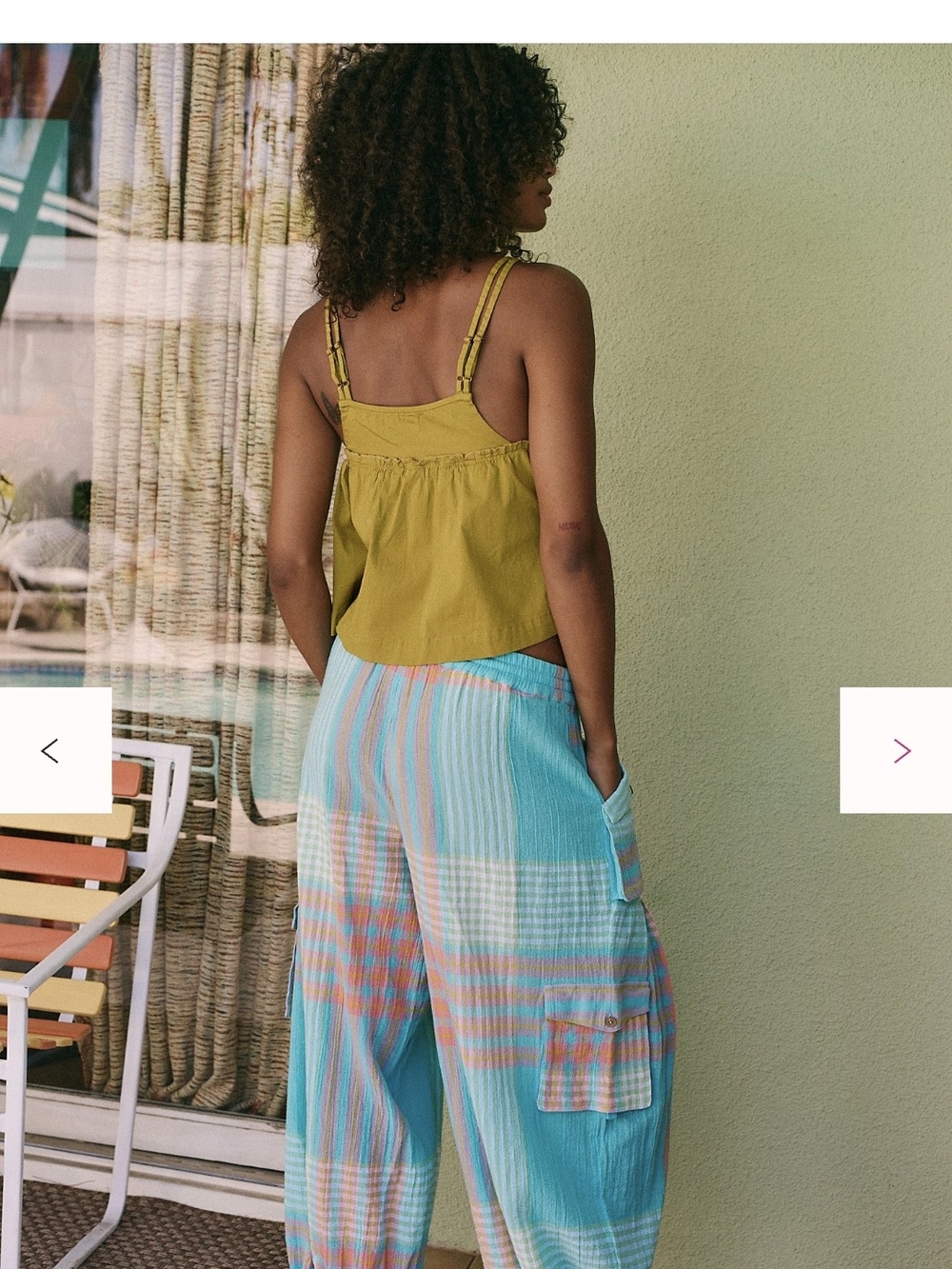NWT Free People Aqua Multi Plaid Wide-Leg Cargo Pants Size SMALL Sold Out Online - Picture 3 of 8